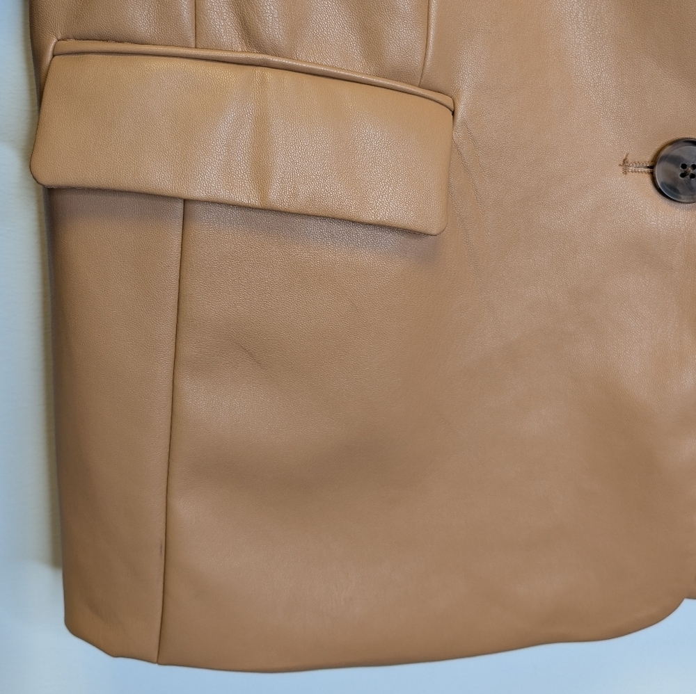 A New Day Women's Faux Leather Relaxed Fit Blazer Camel - Picture 7 of 14